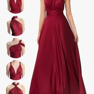 Elegant Red Convertible Maxi Dress